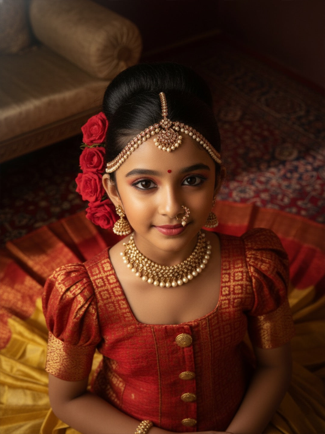 Red & Yellow Pattu Pavadai — Pure Kanchipuram Silk