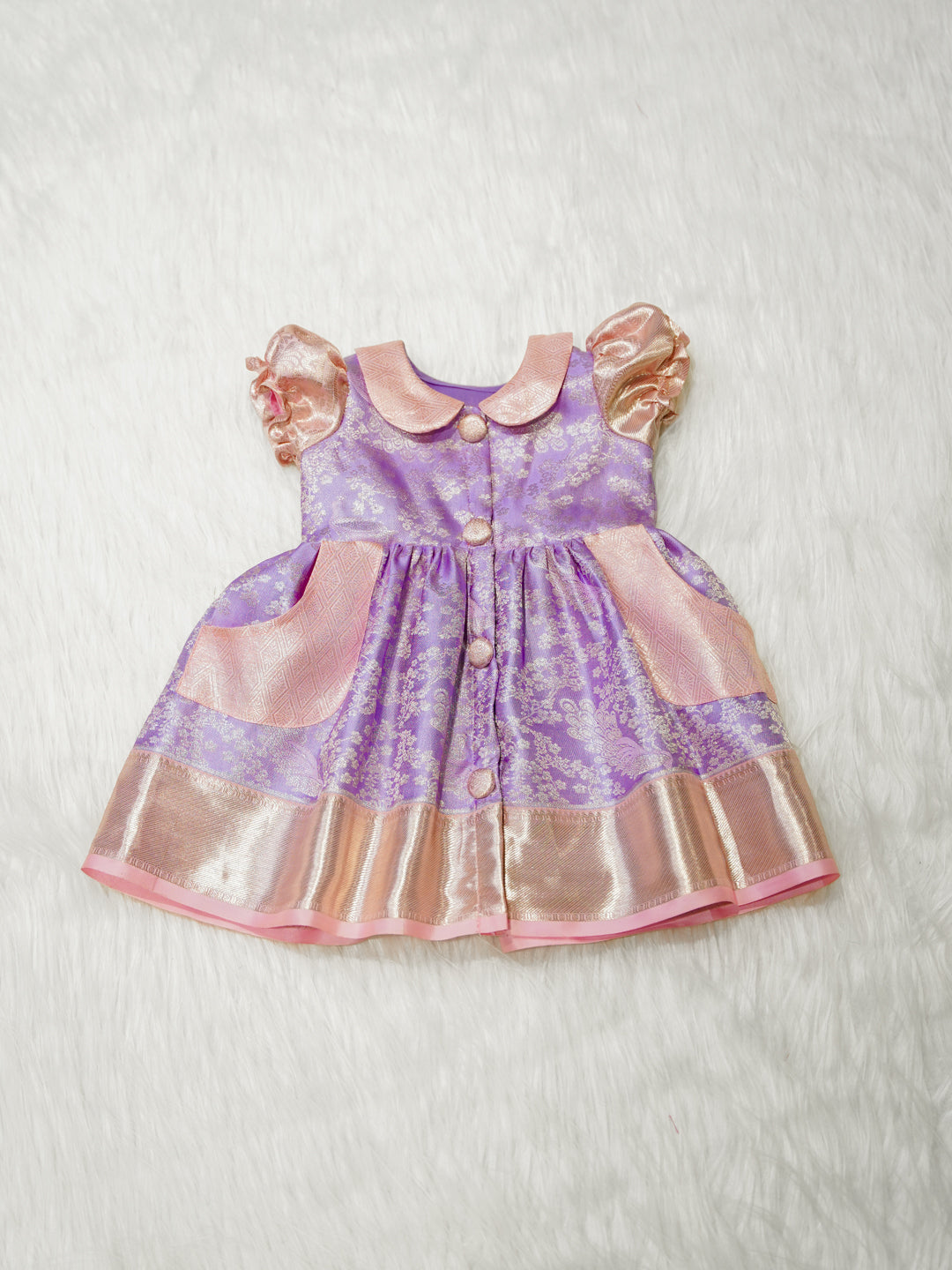 Lavender Blossom Kanchipuram Silk Frock