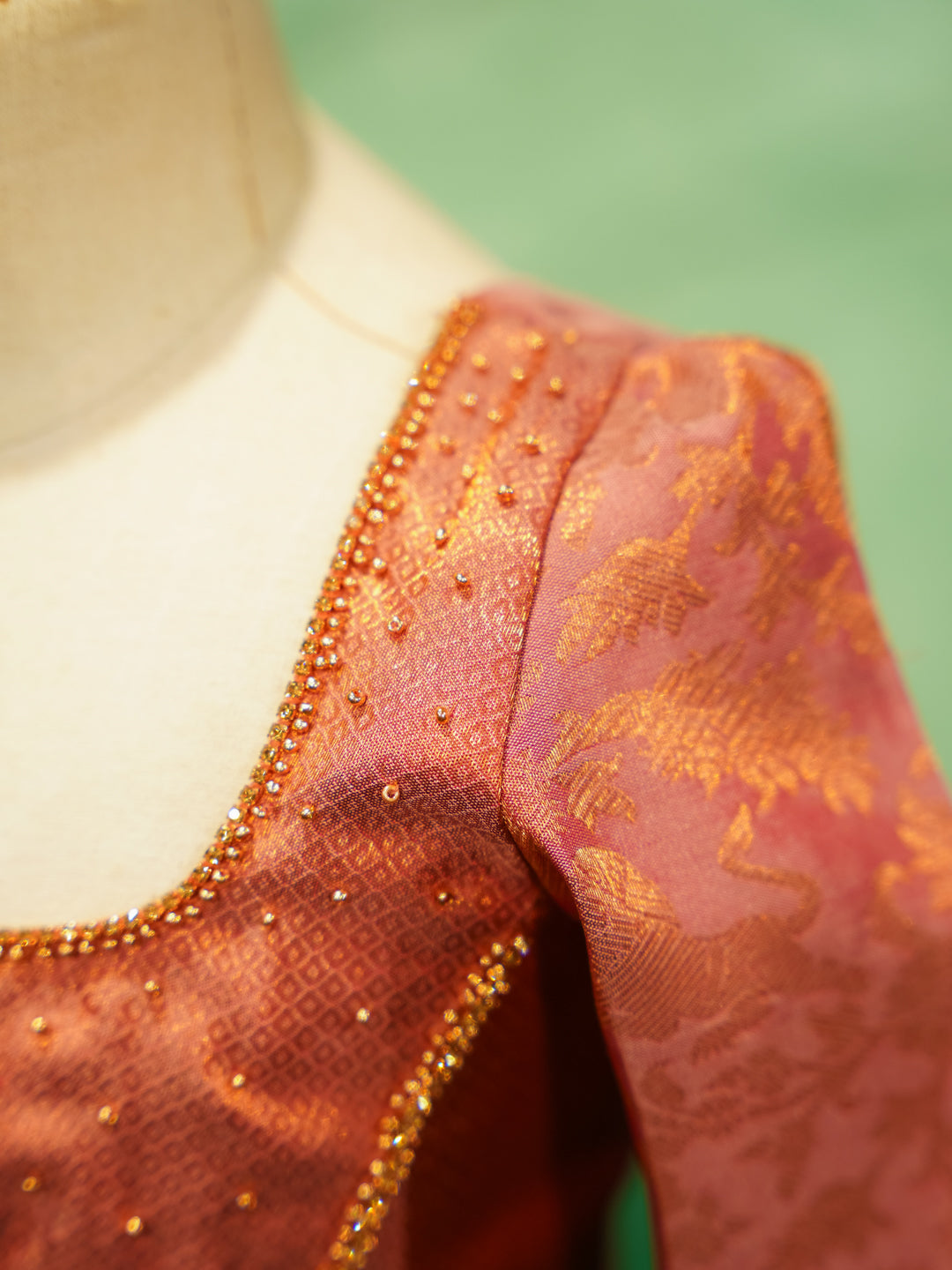 Coral Bloom Kanchipuram Pattu Pavadai