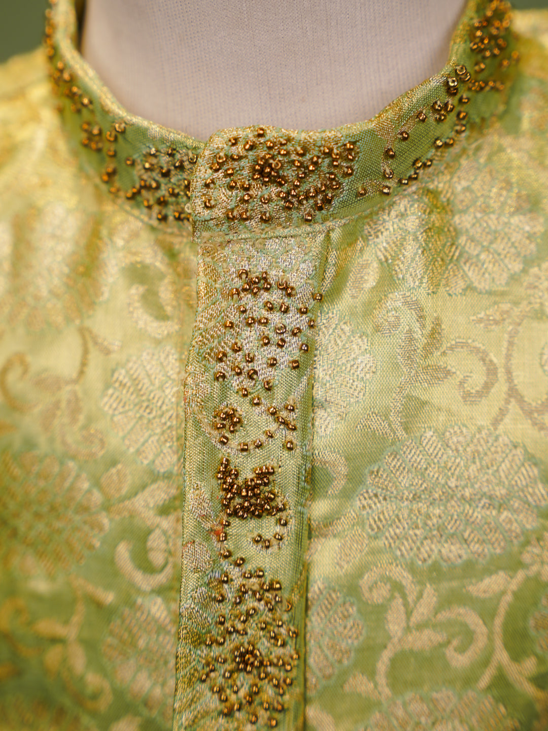 Pastel Green Kanchipuram Silk Shirt & Dhoti Set