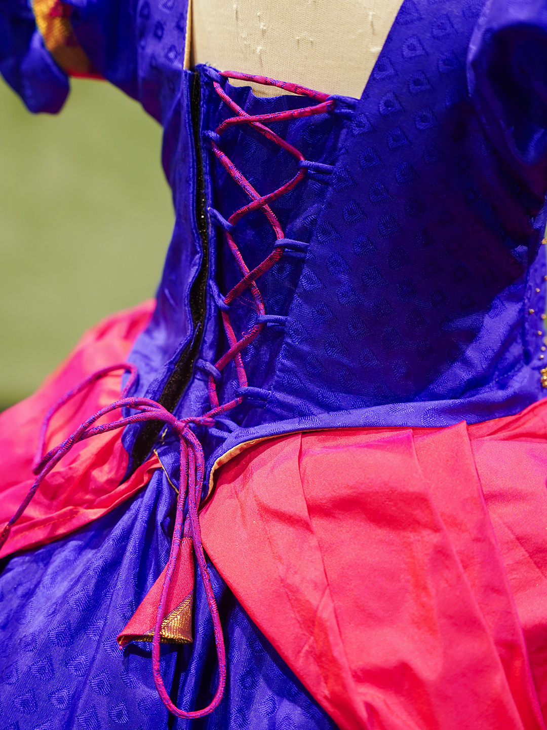 Royal Blue & Rani Pink Kanchipuram Silk Renaissance Gown