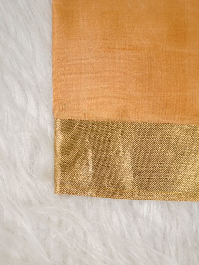 Classic Varnam Silk Dhoti Set – Mango Gold & Vermilion Red