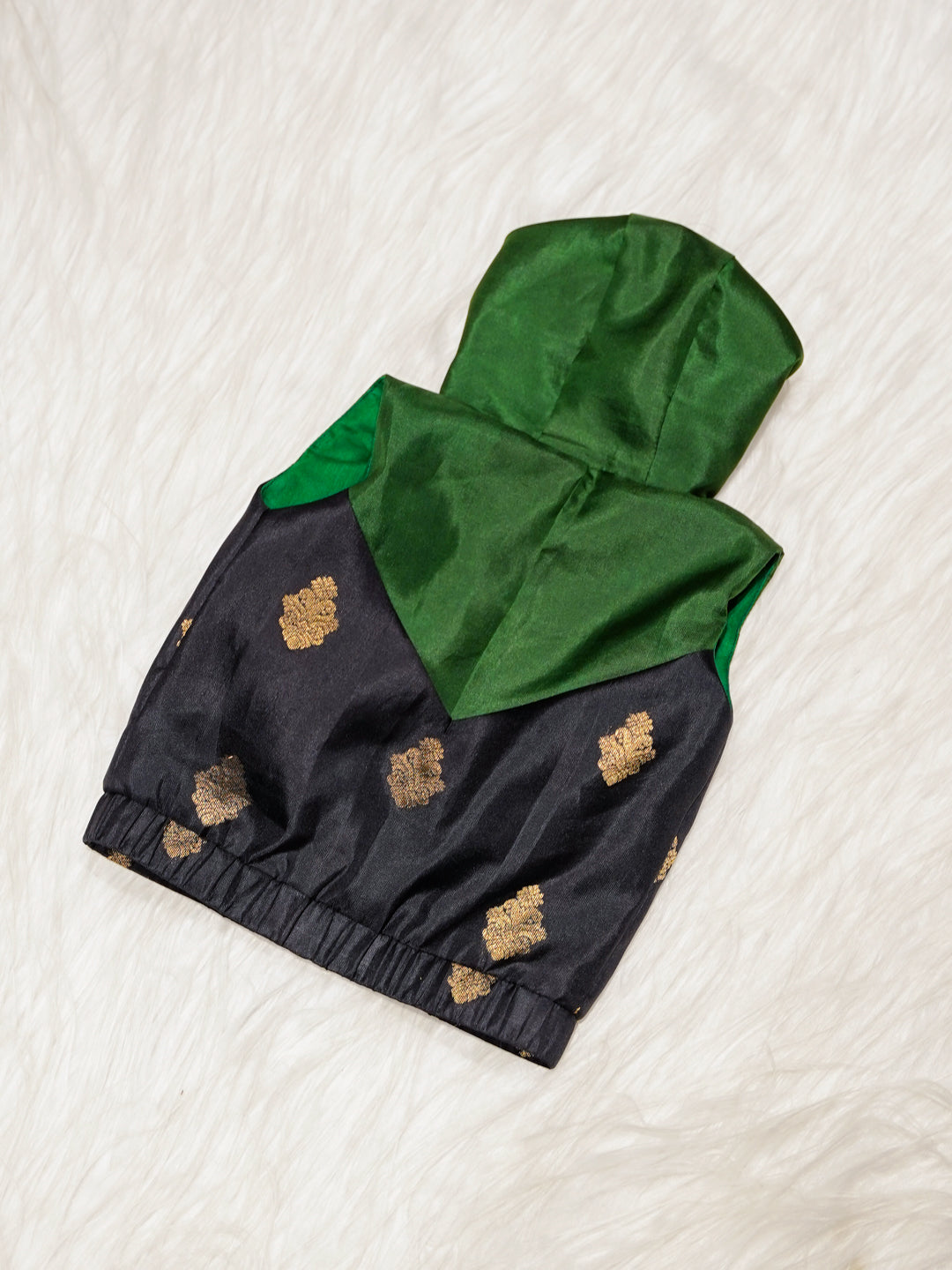 Emerald Green Newborn Hooded Jacket with Zari Motifs