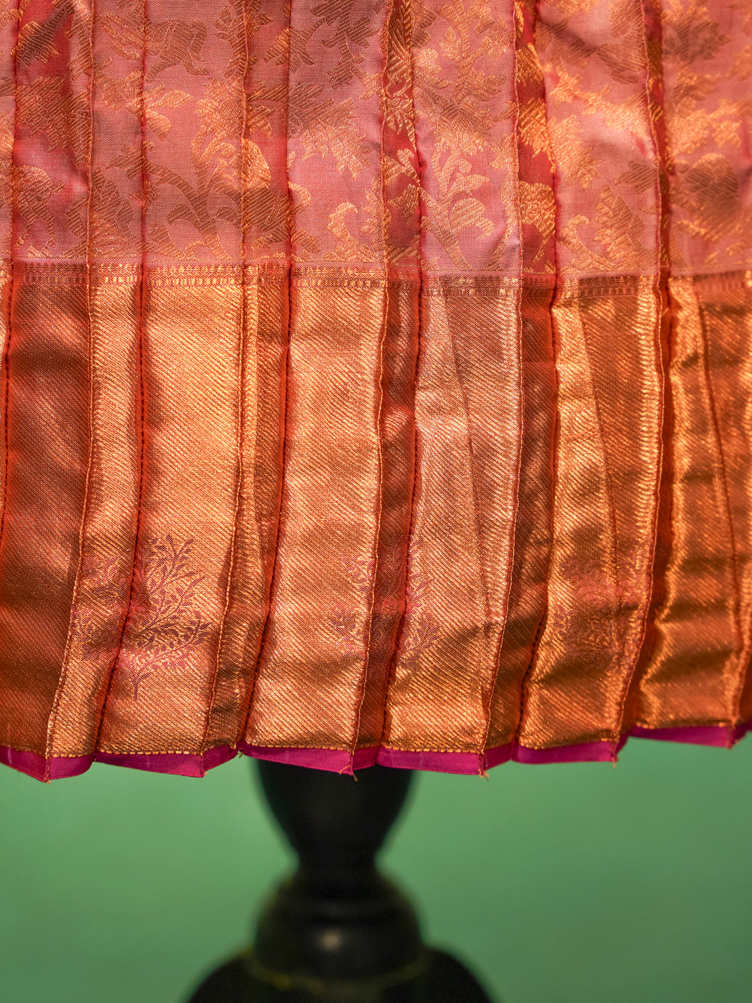 Coral Bloom Kanchipuram Pattu Pavadai