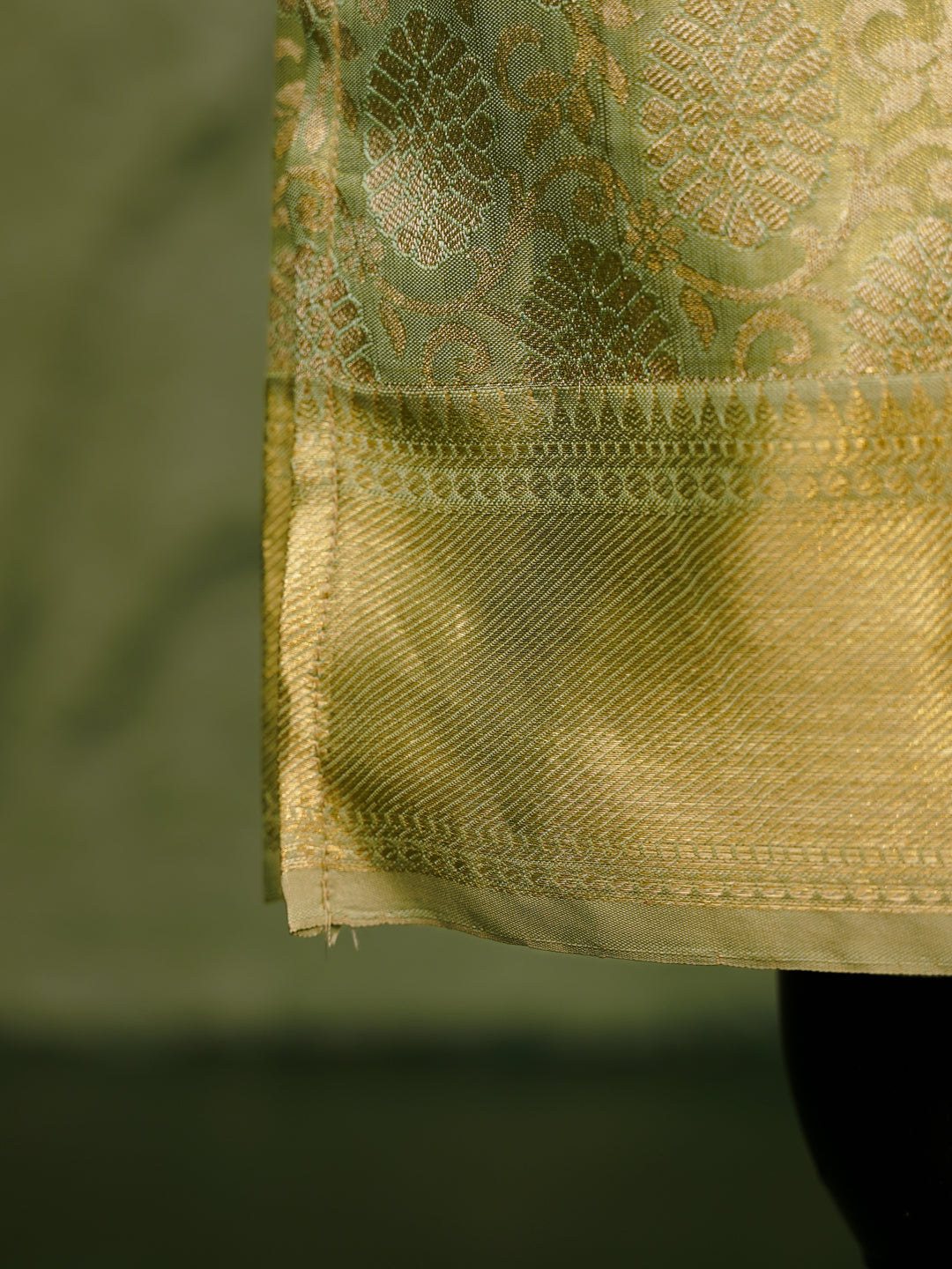 Pastel Green Kanchipuram Silk Shirt & Dhoti Set