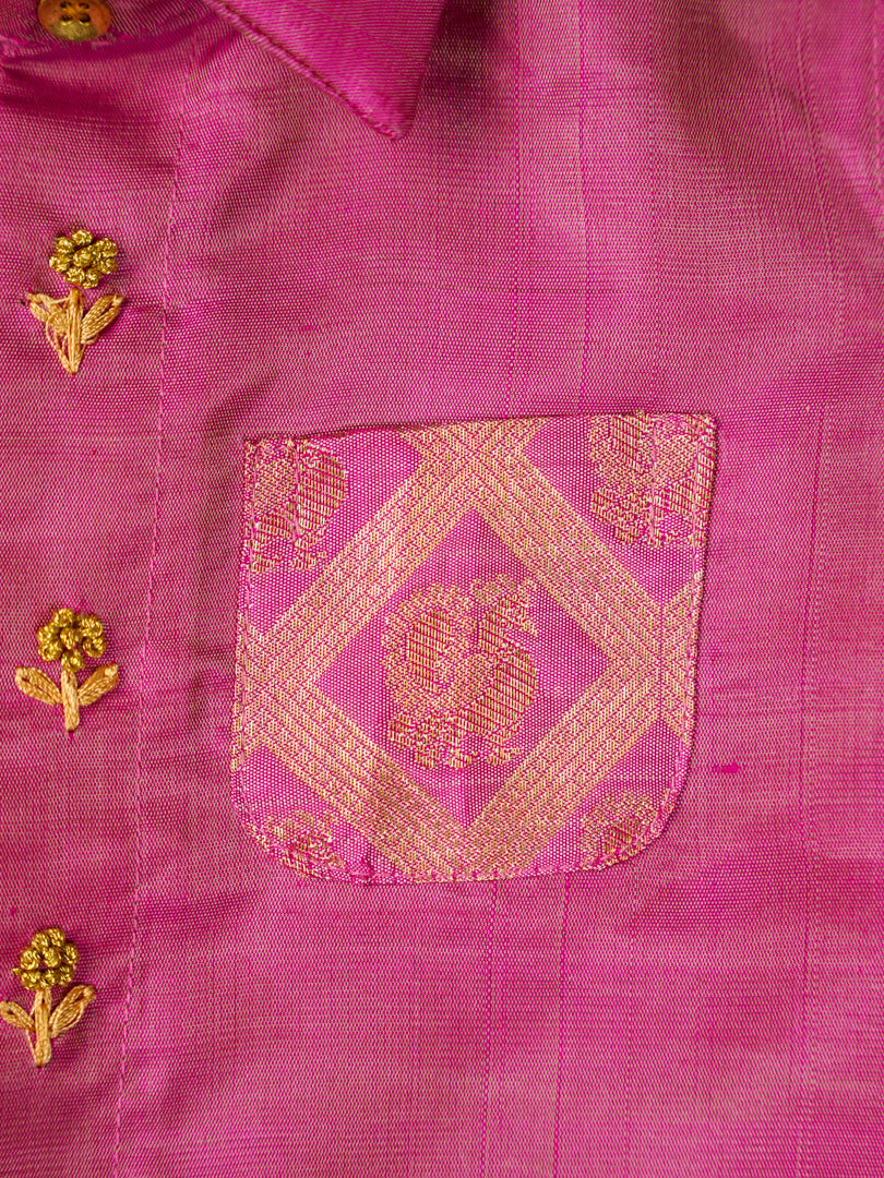 Royal Blush – Silk Dhoti Shirt Set for Boys