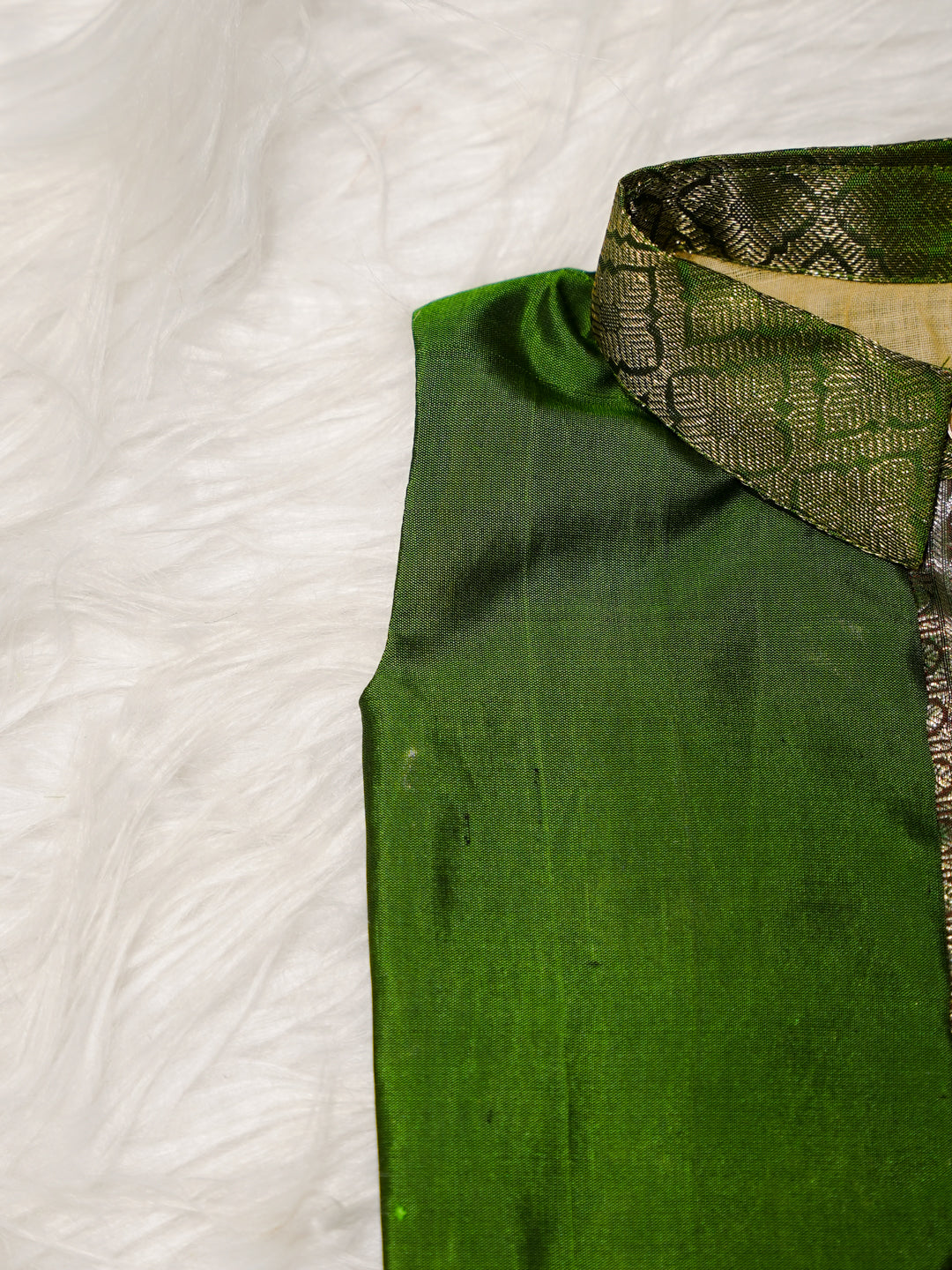 Green Boy Romper with Zari Panel
