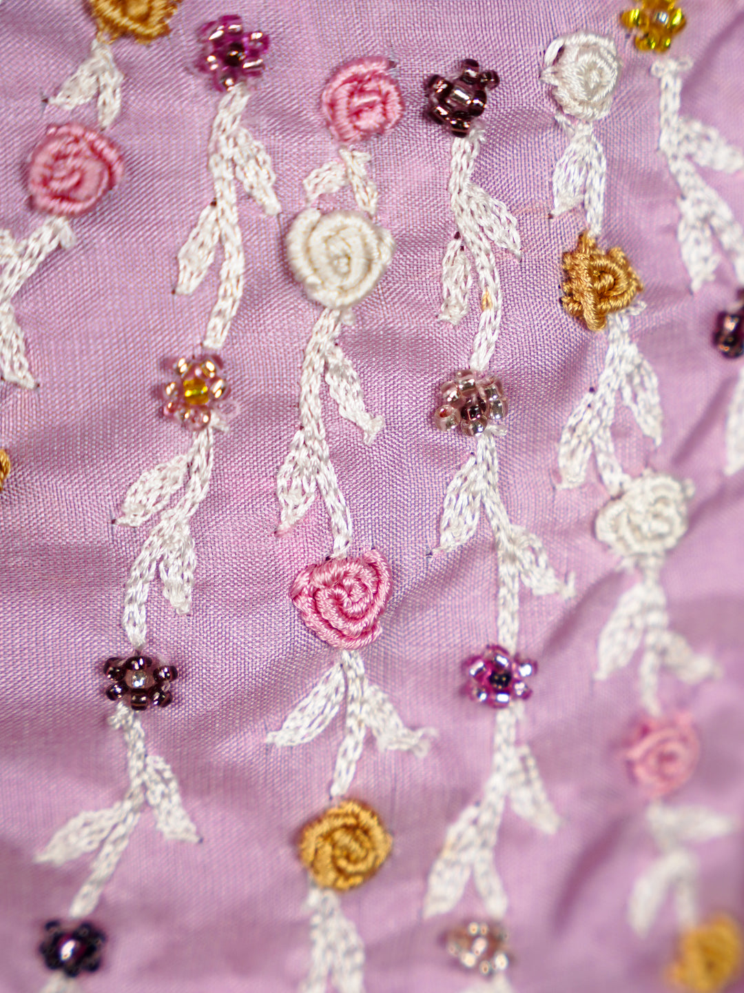 Lilac Mogra – Embroidered Pattu Pavadai for Girls