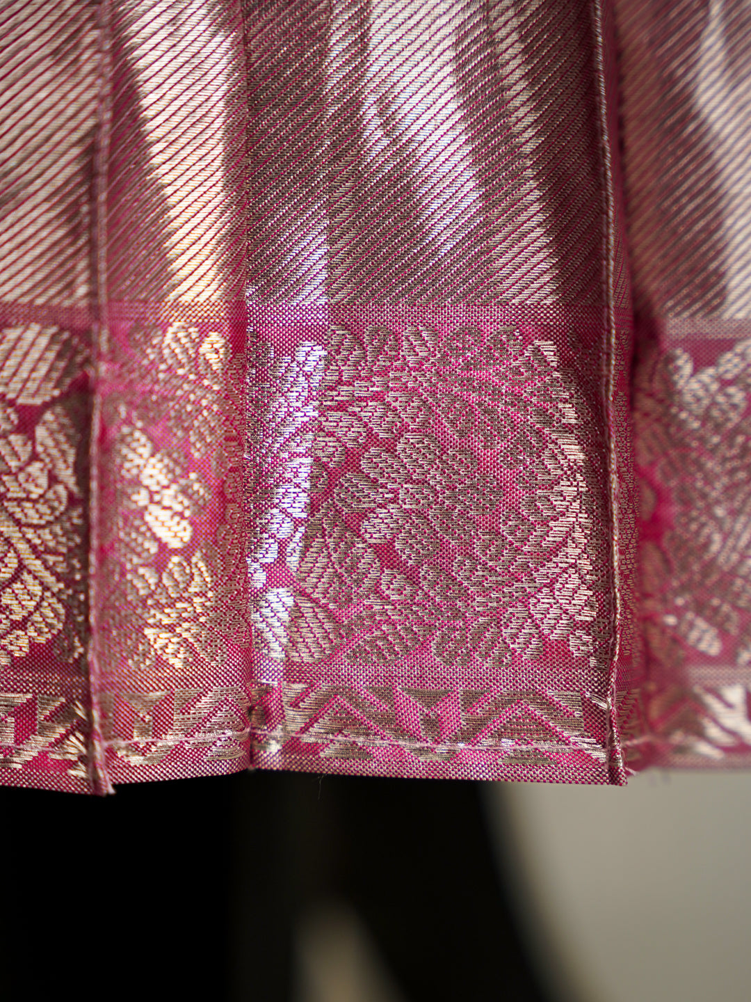 Lilac Mogra – Embroidered Pattu Pavadai for Girls
