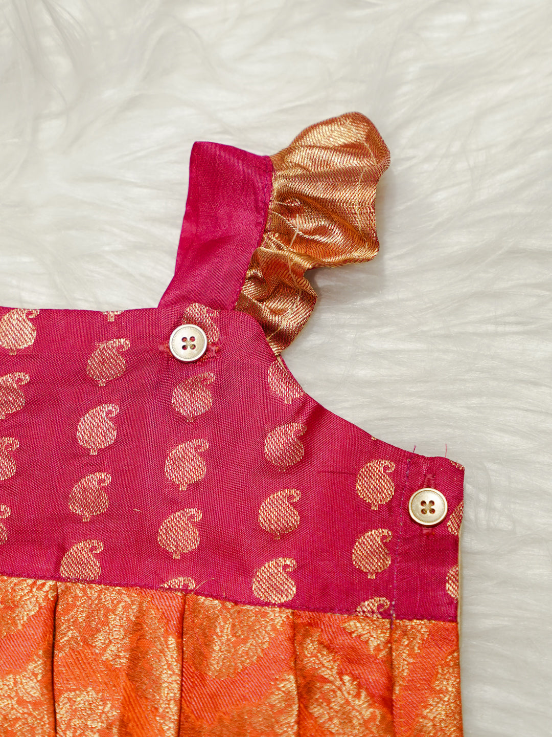 Coral Orange & Pink Newborn Girl Romper