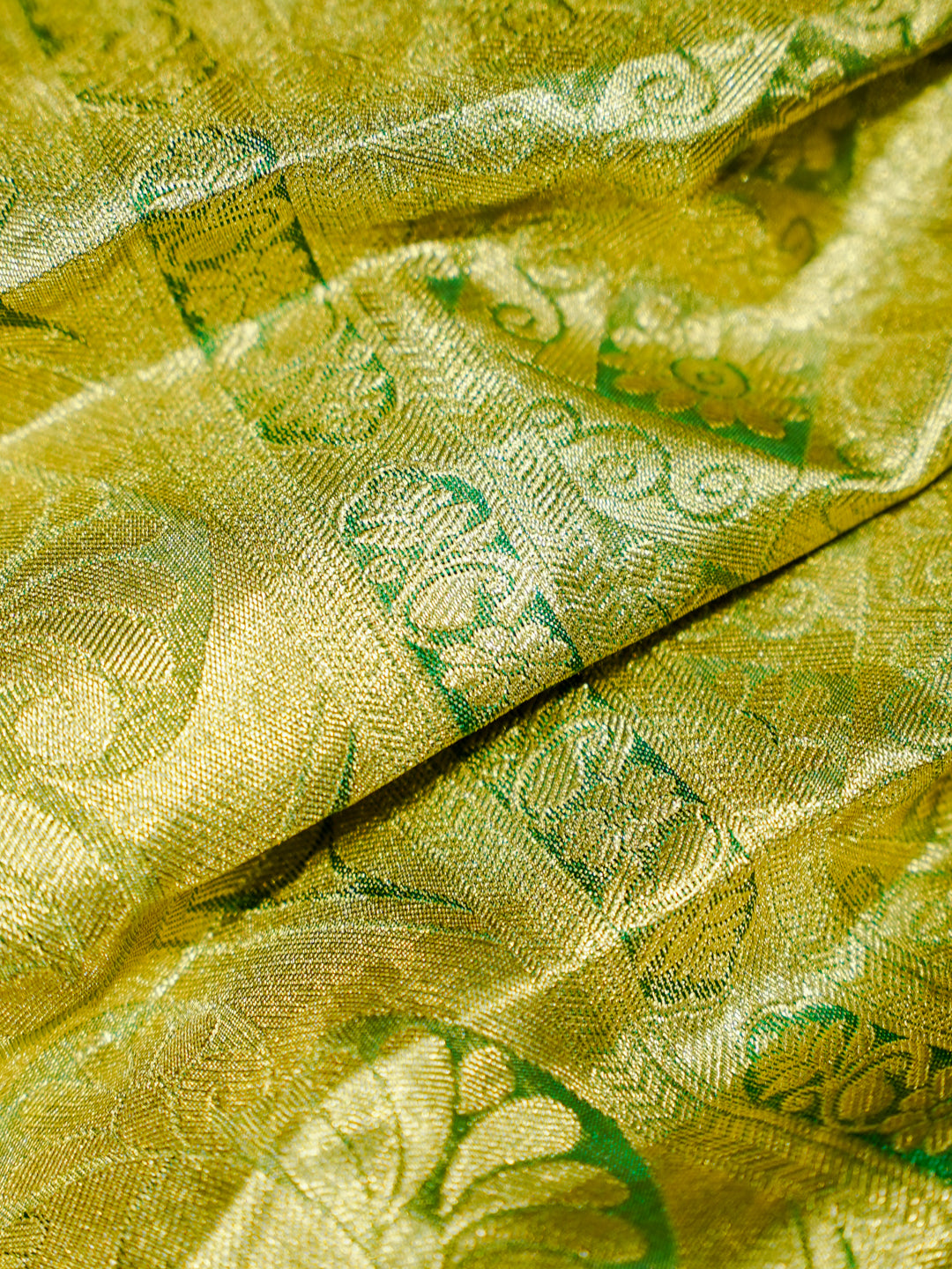 Parrot Green Kanchipuram Silk Baby Gown with Bow