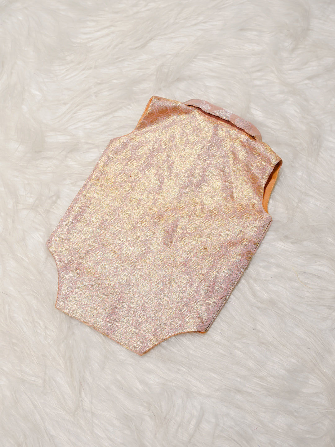 Peach Gold Boy Romper with Zari Motif