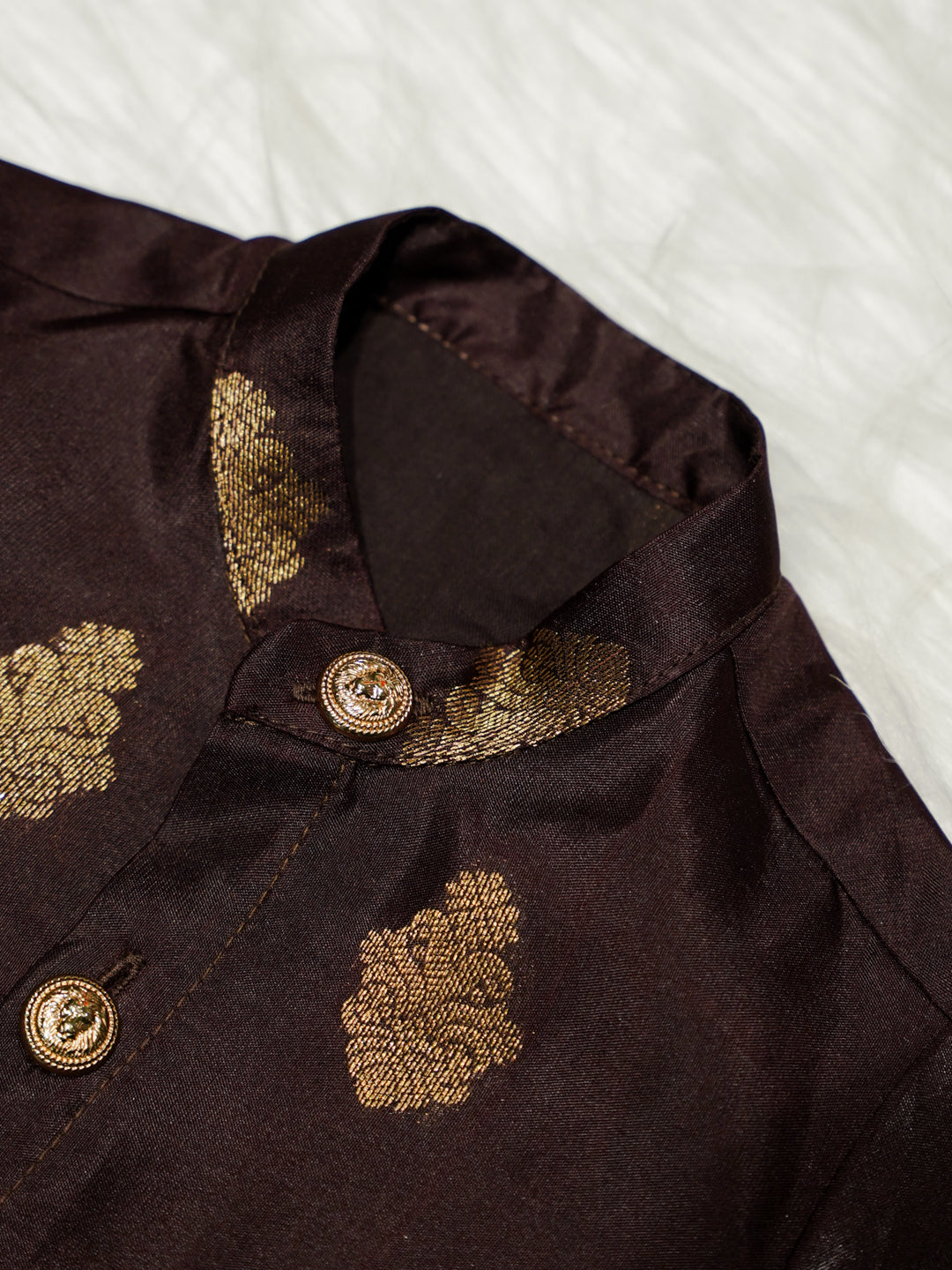 Plum & Gold Silk Kurta Dhoti Set for Boys