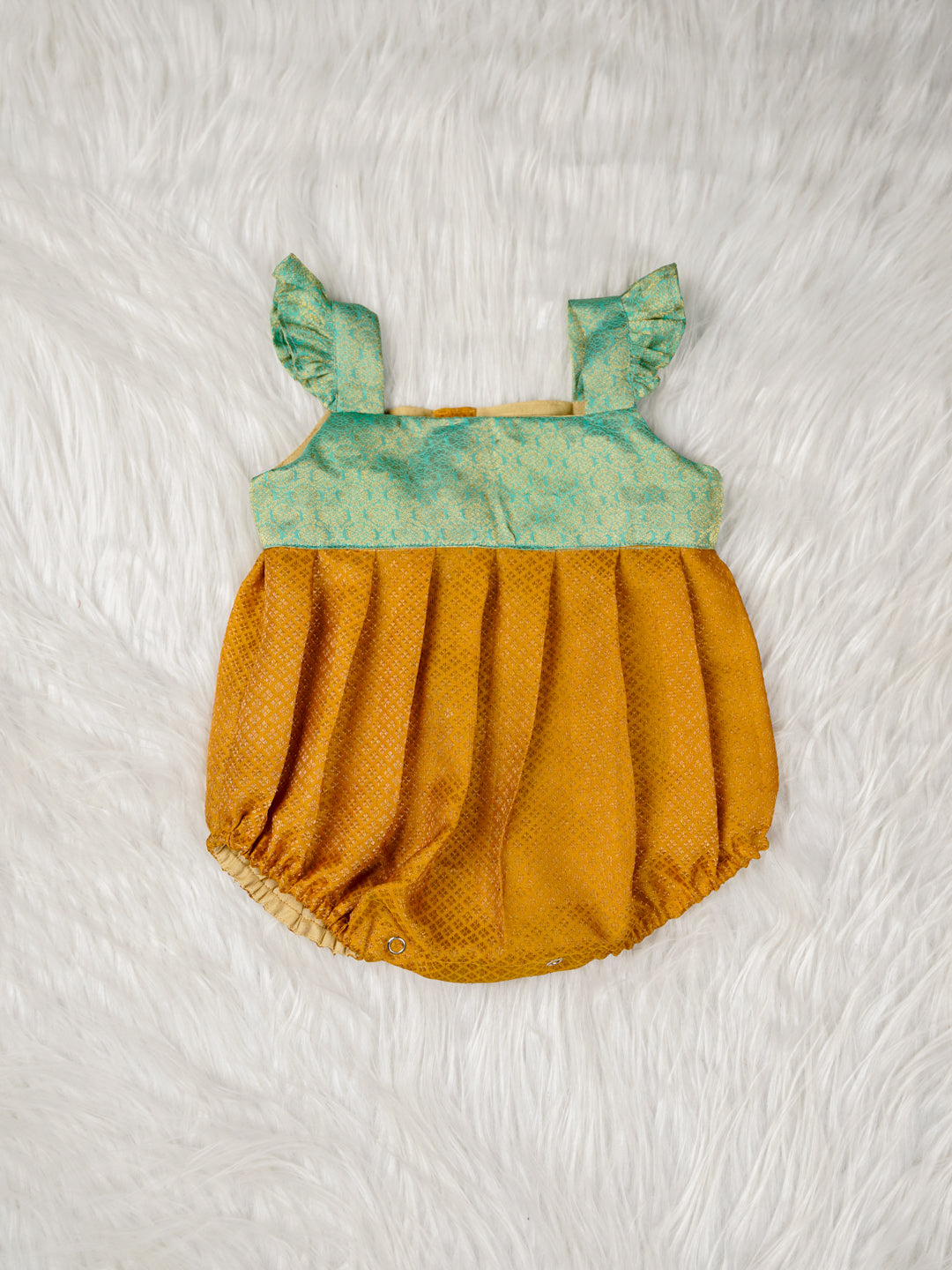 Peacock Gold Brocade Romper
