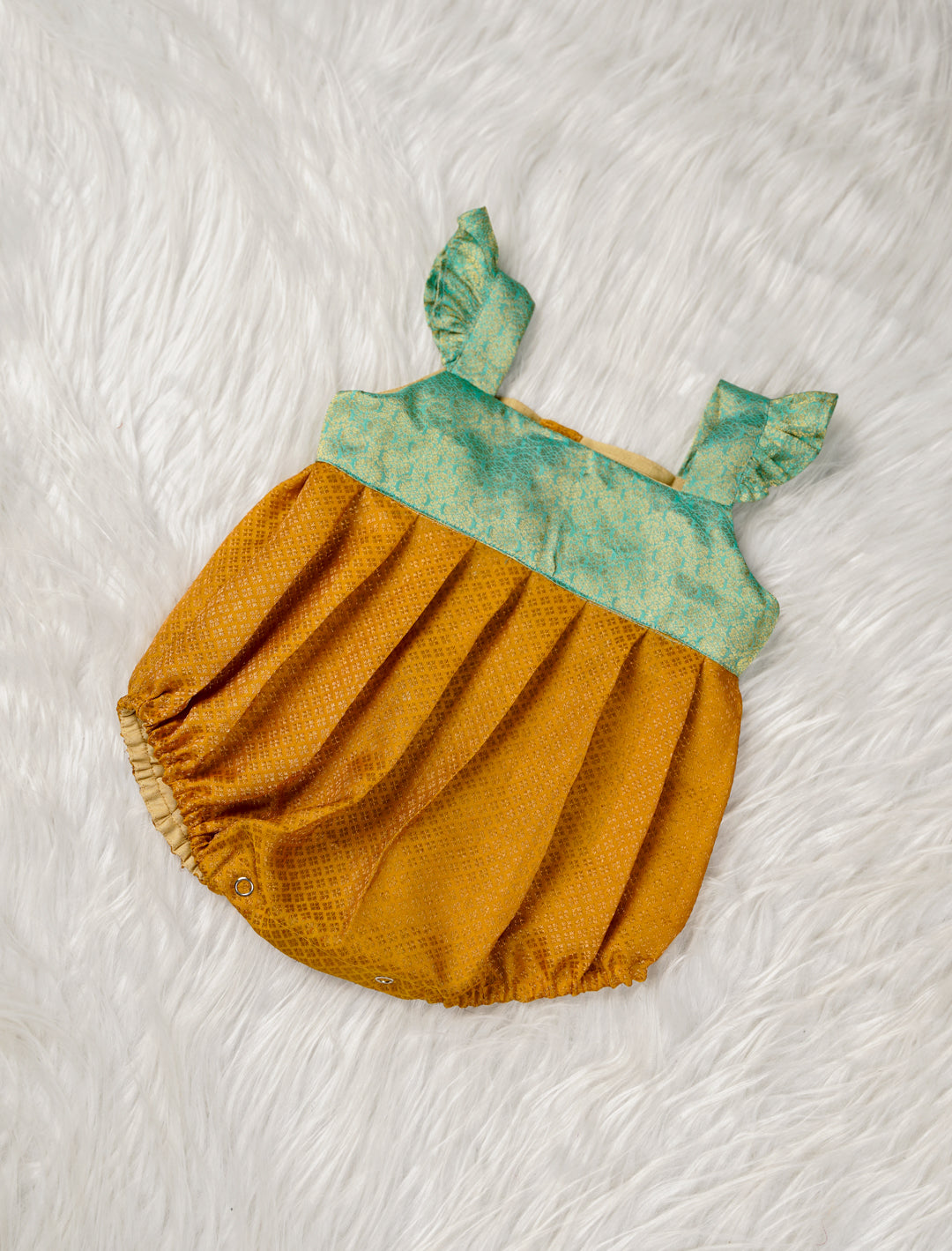 Peacock Gold Brocade Romper