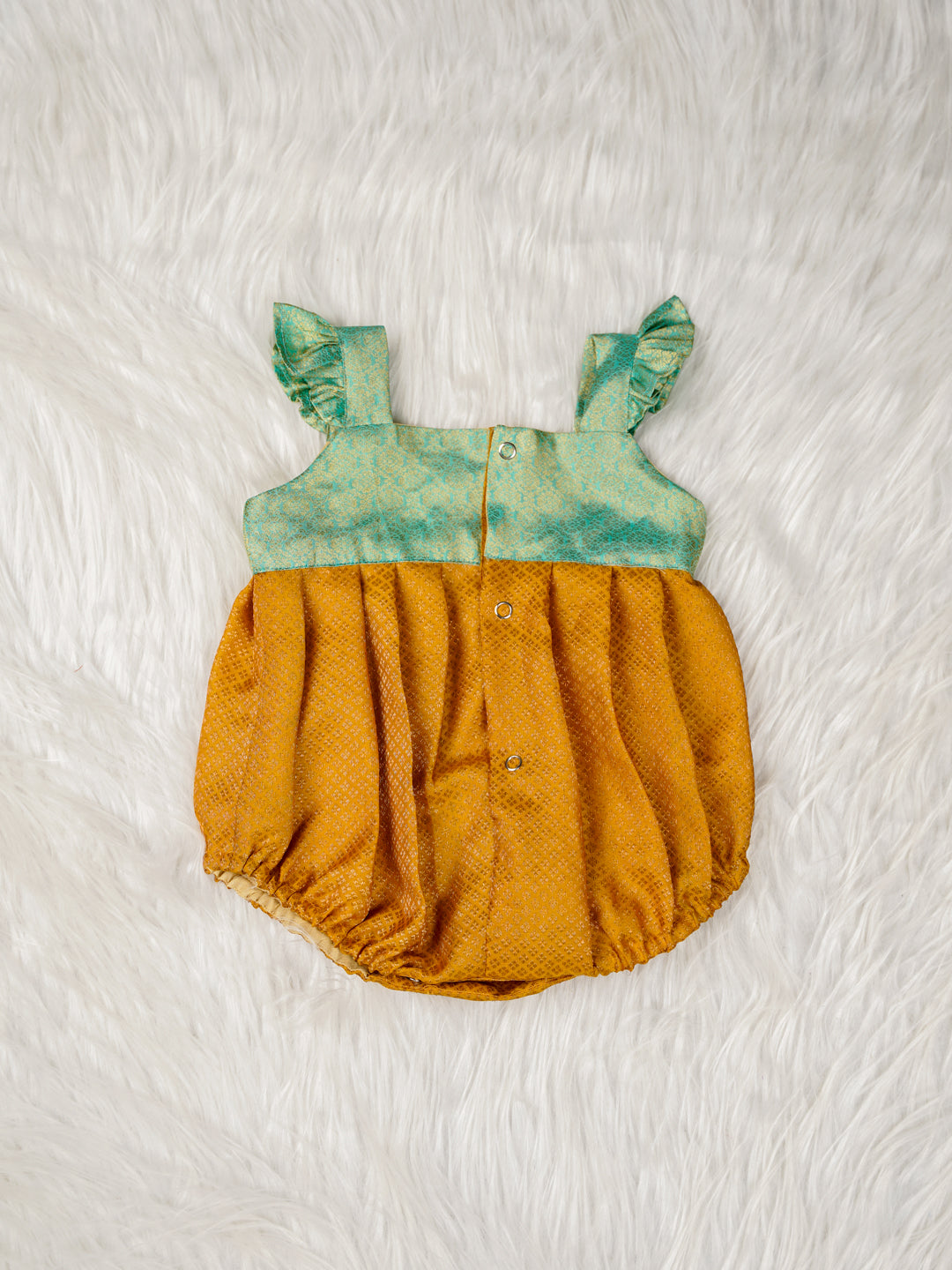 Peacock Gold Brocade Romper