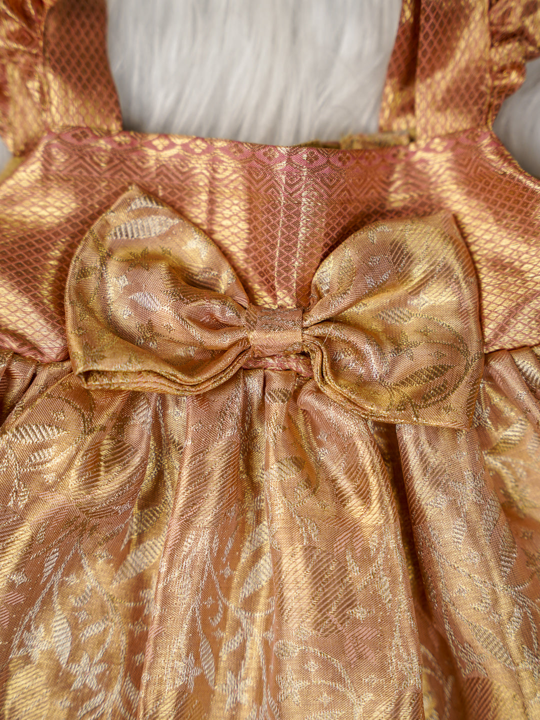 Royal Rose Gold Brocade Gown Set