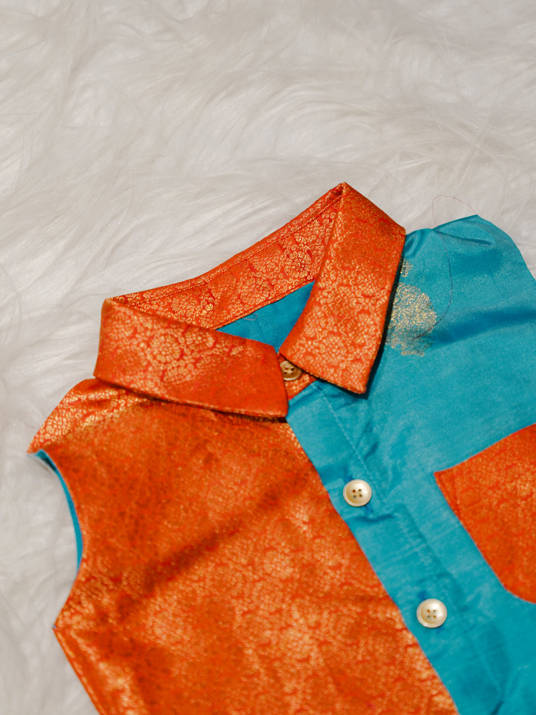 Orange Boy Romper with Dual Tone Design
