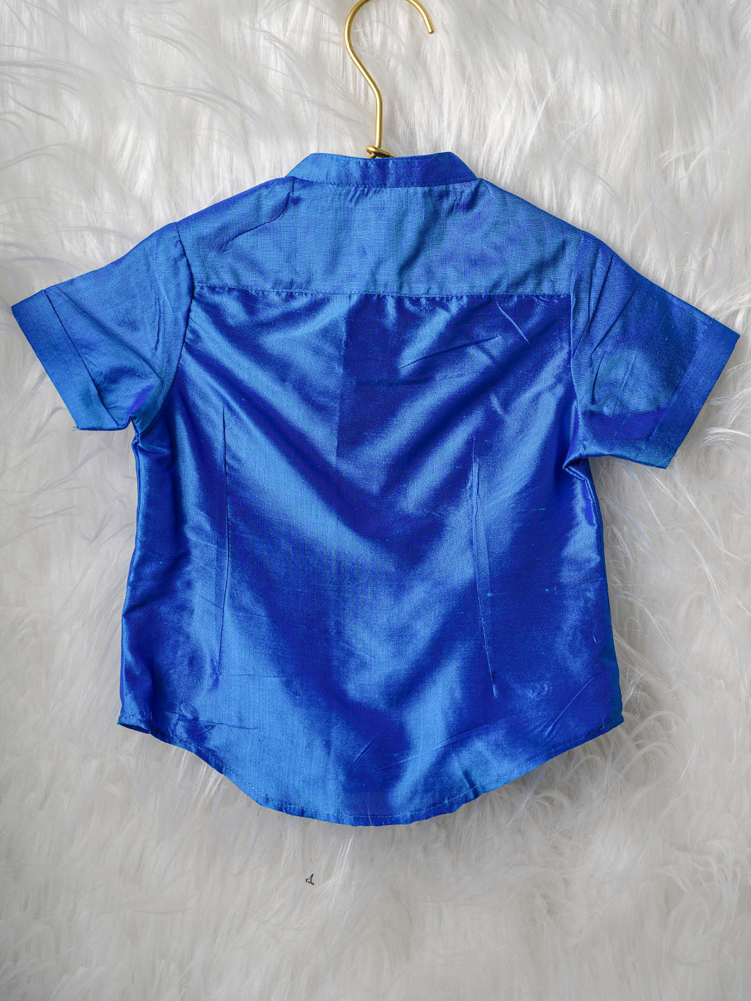 Hand-Painted Mushroom Cartoon Kanchipuram Silk Baby boy shirt