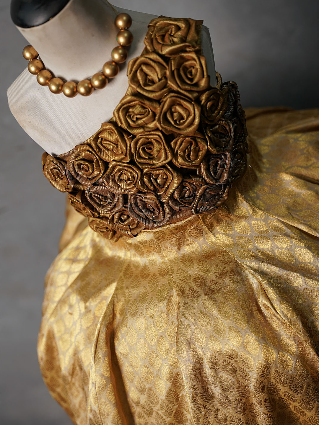 Gold Rosette Kanjivaram Silk Gown