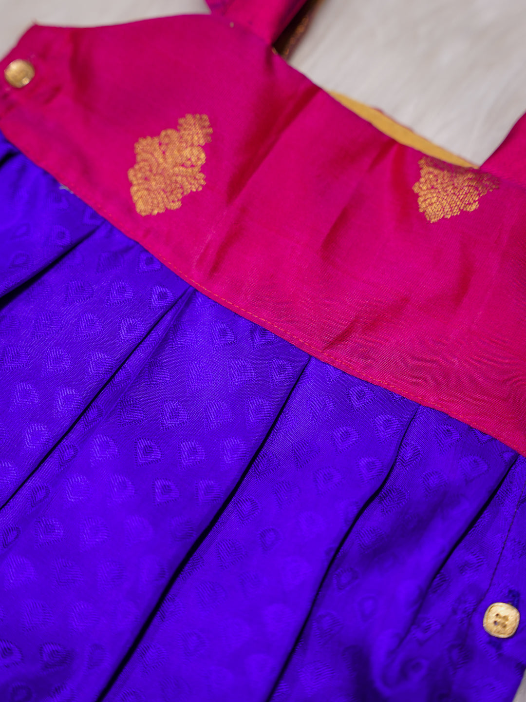 Royal Purple Newborn Silk Romper with Contrast Yoke