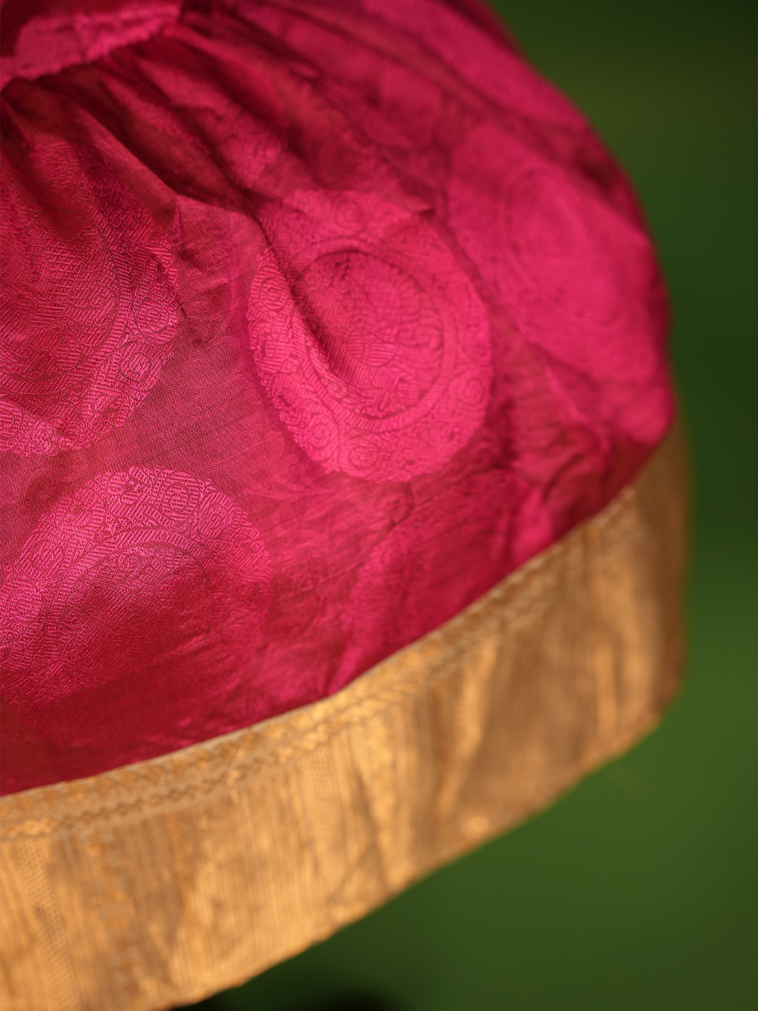 Pure Silk Barbie Pink Dress – Jacquard Weave with Border Bow