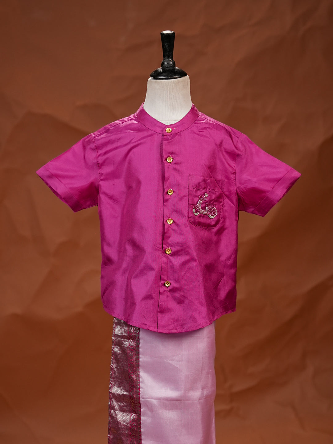 Pink Maharaja – Silk Shirt & Dhoti Set