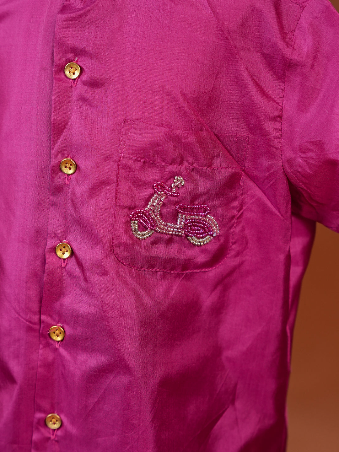 Pink Maharaja – Silk Shirt & Dhoti Set