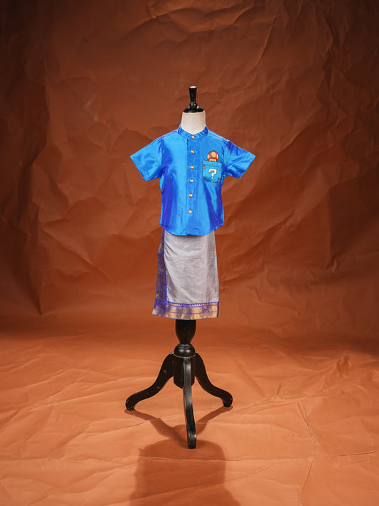 Pixel Prince – Silk Shirt & Dhoti Set