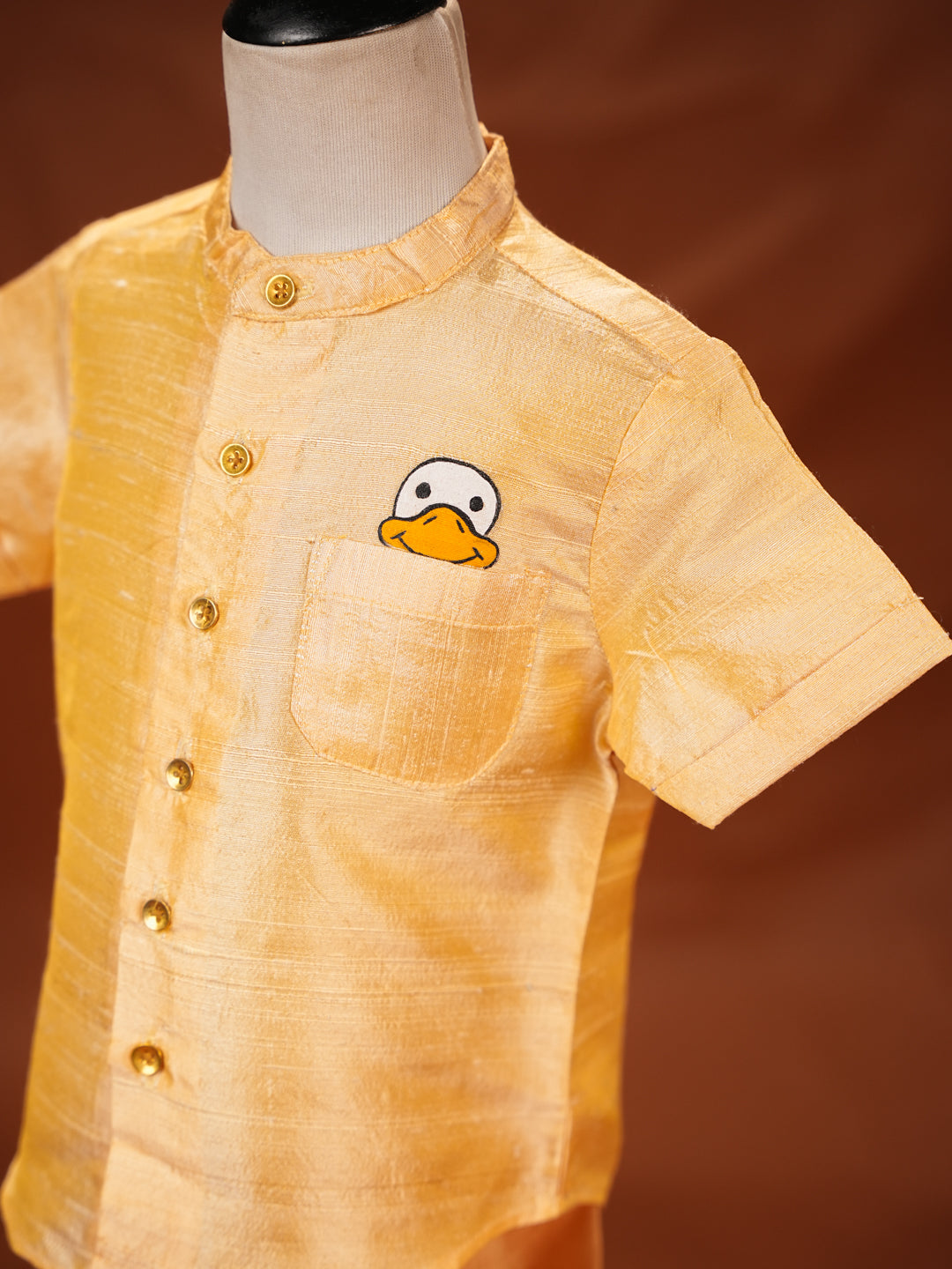 Golden Glow – Kids Silk Dhoti Shirt Set
