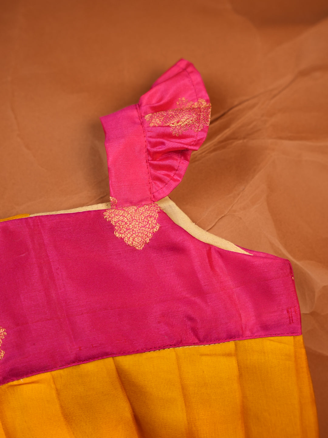 Gulabo Sunshine – Pink & Orange Silk Baby Romper