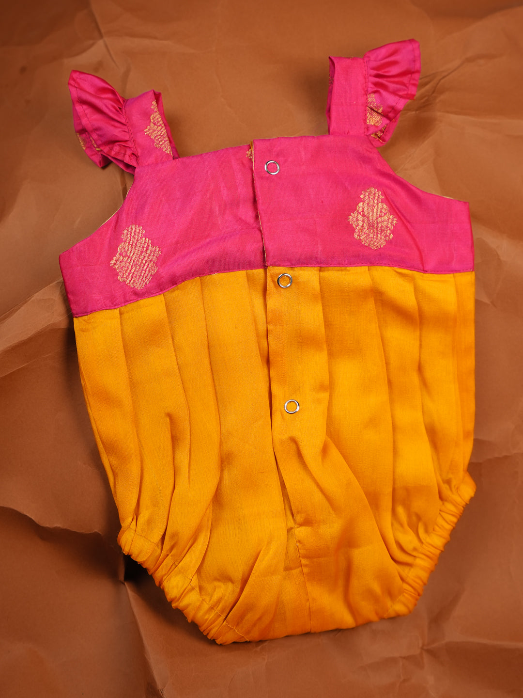 Gulabo Sunshine – Pink & Orange Silk Baby Romper