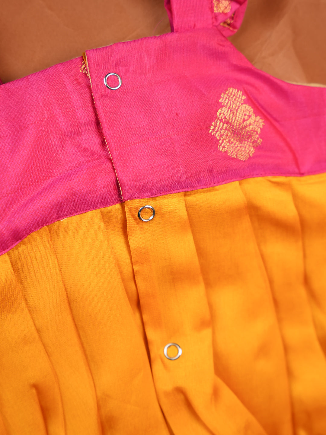 Gulabo Sunshine – Pink & Orange Silk Baby Romper