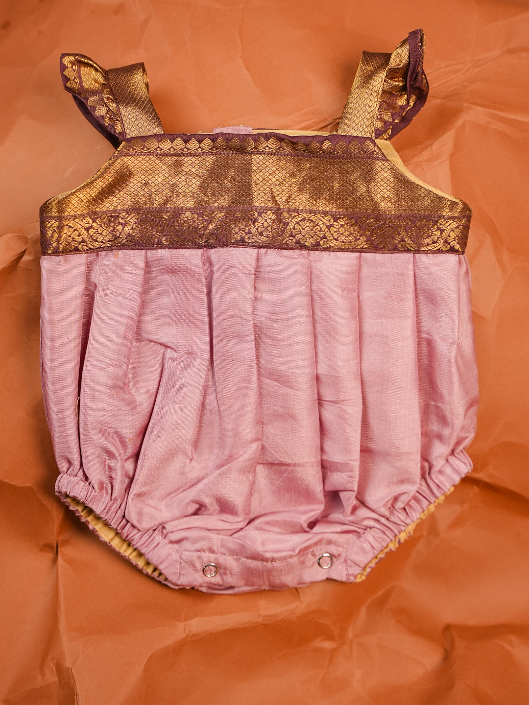 Lilac Royale – Silk Romper with Gold Zari Work