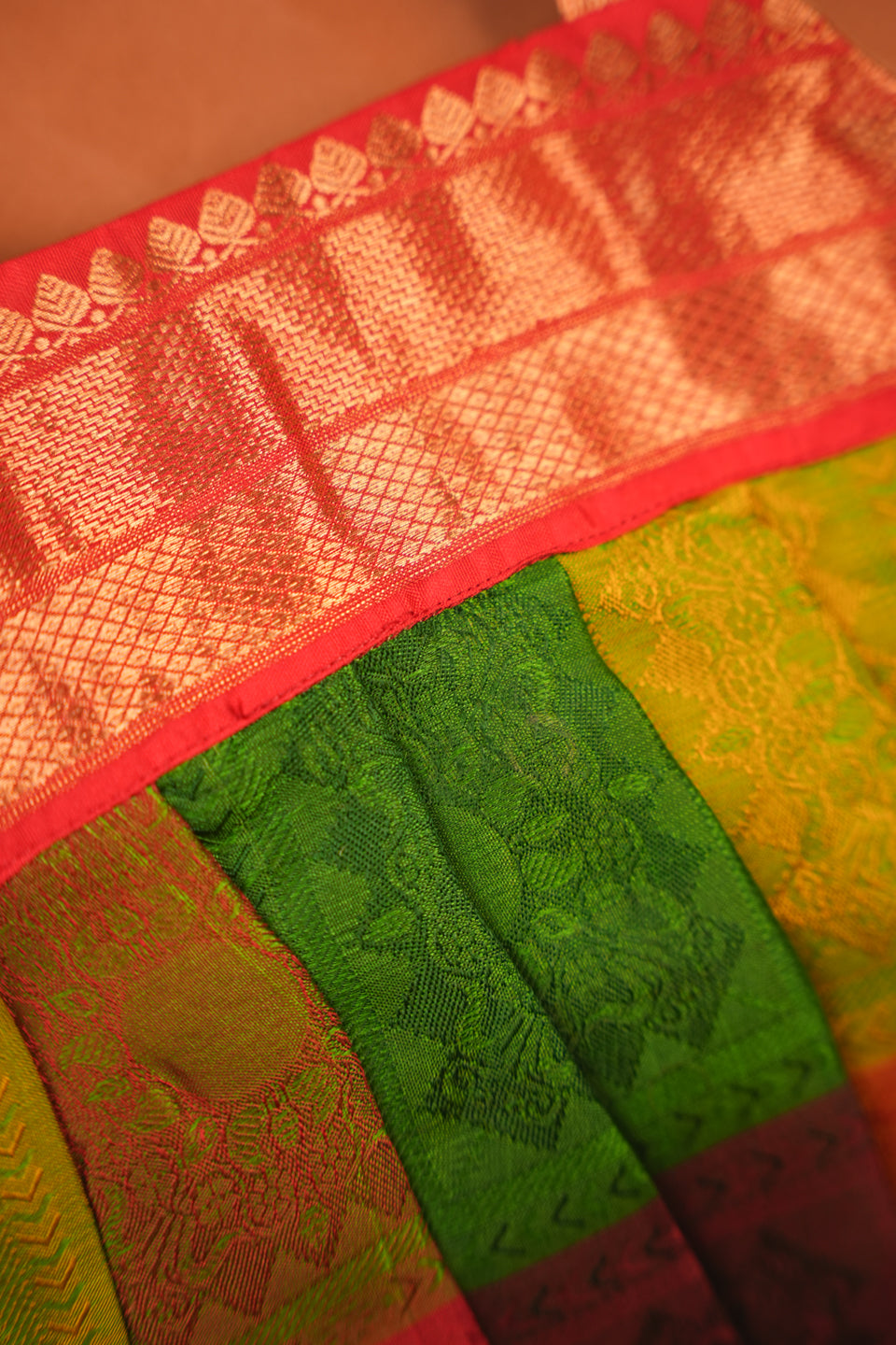 Kanchipuram Bloom – Multicolor Silk Baby Romper