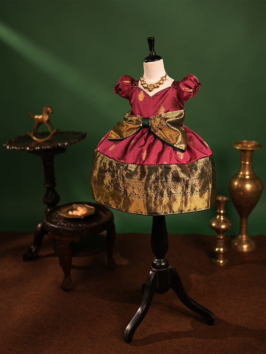 Maroon Silk Gown for Baby Girls – A Dreamy Outfit for Magical Moments