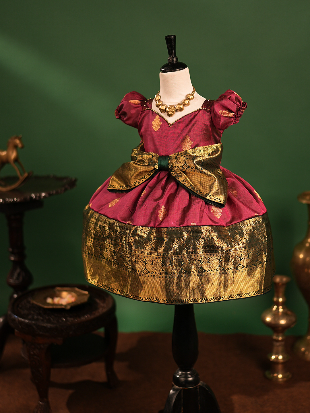 Maroon Silk Gown for Baby Girls – A Dreamy Outfit for Magical Moments