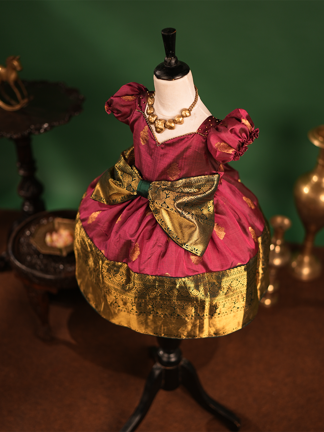 Maroon Silk Gown for Baby Girls – A Dreamy Outfit for Magical Moments