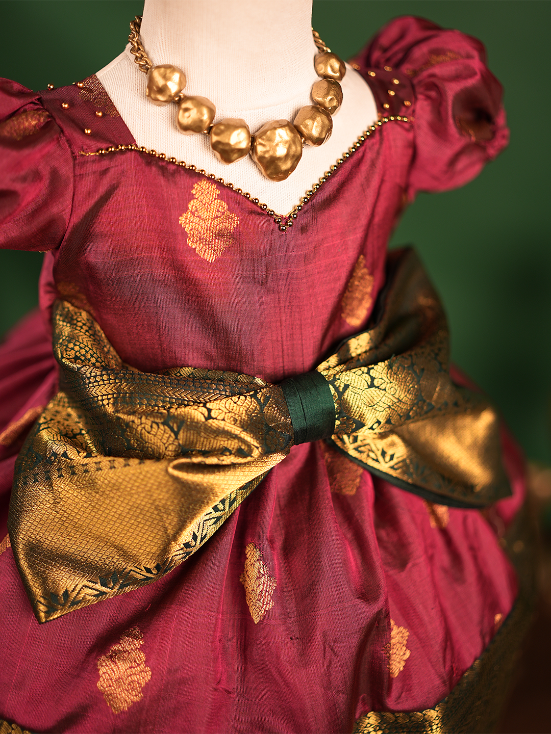 Maroon Silk Gown for Baby Girls – A Dreamy Outfit for Magical Moments