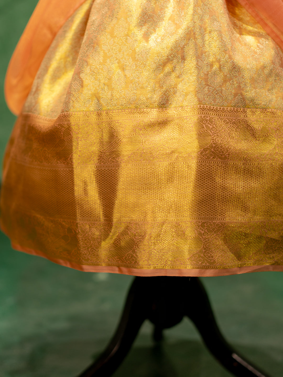 Kanchipuram Silk Peach Renaissance Gown | Vadivambal
