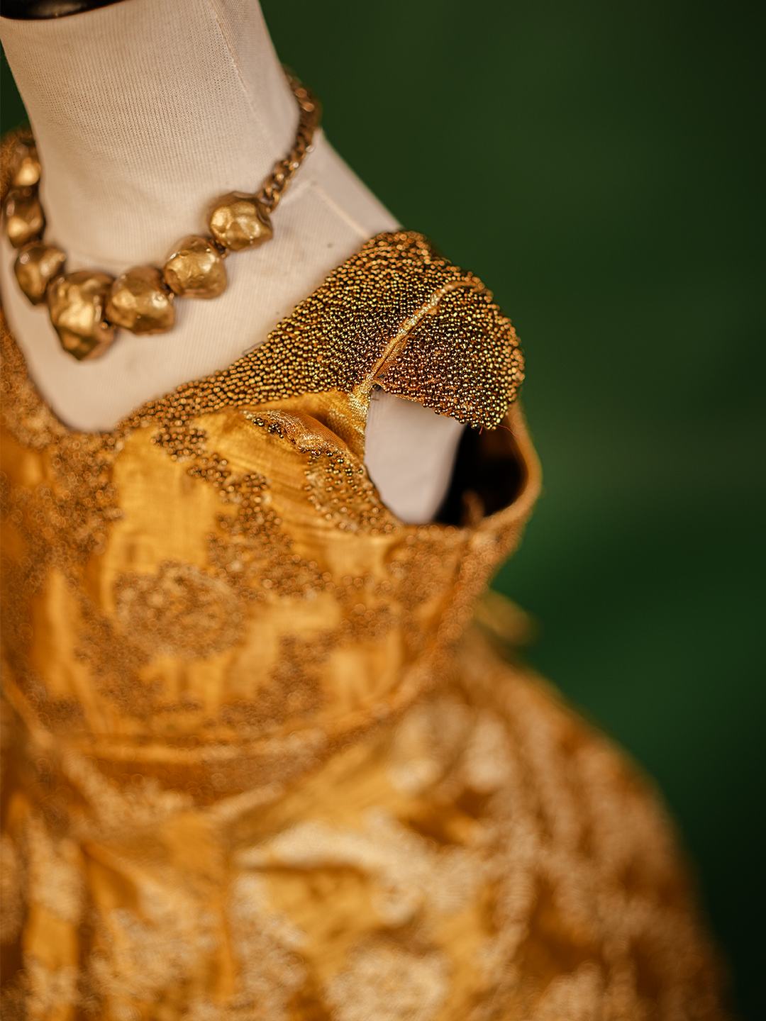 Luxury Gold Birthday Gown for Girls – Hand Embroidered with Silver Zari & Soft Net