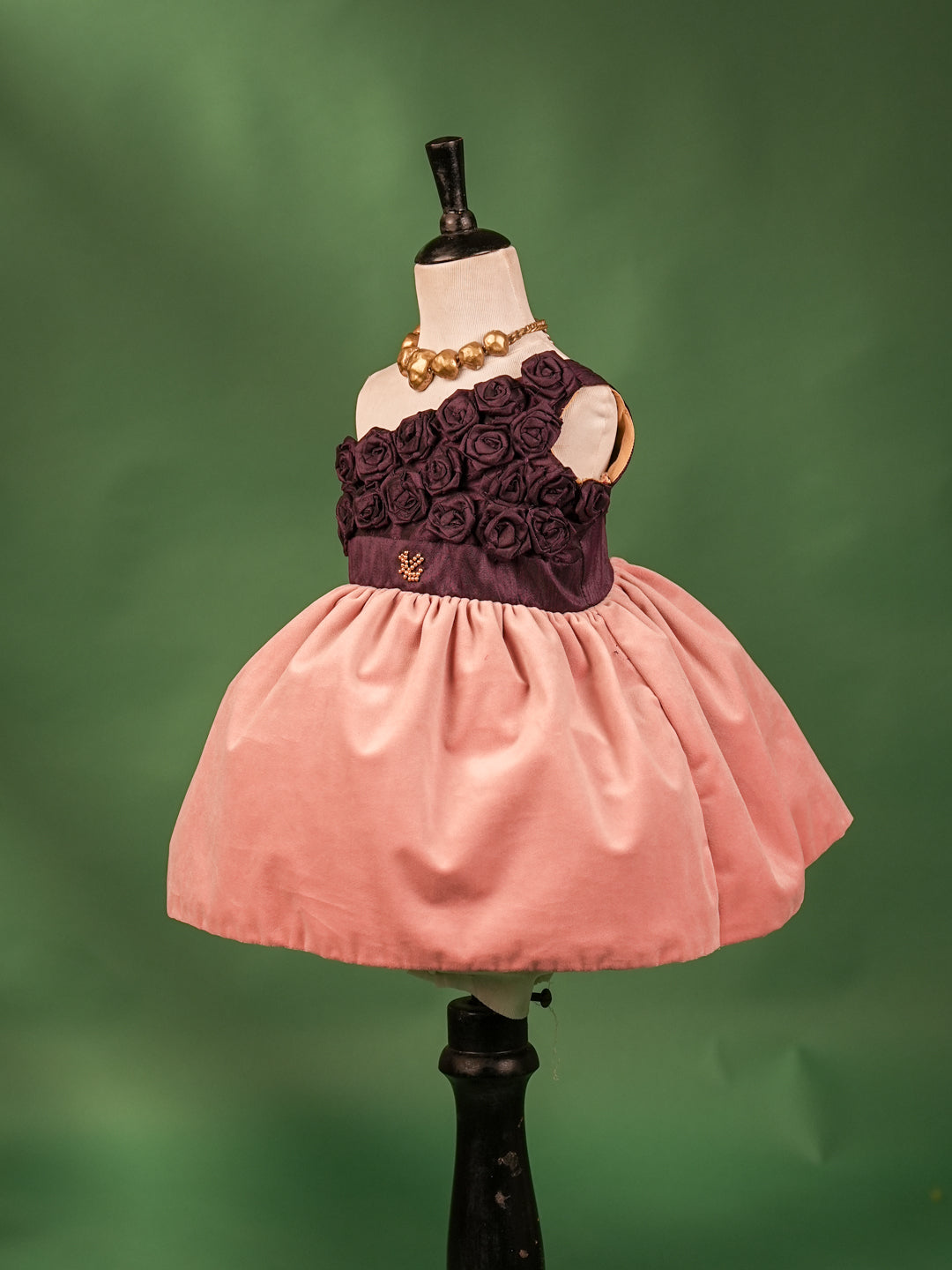 Plum & Blush Pink Rosette Silk Gown