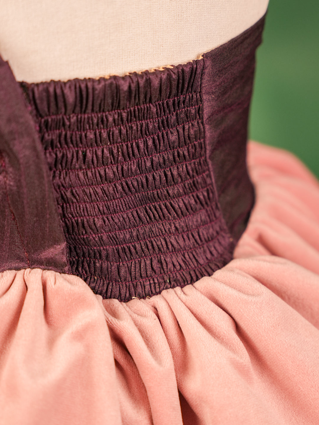Plum & Blush Pink Rosette Silk Gown