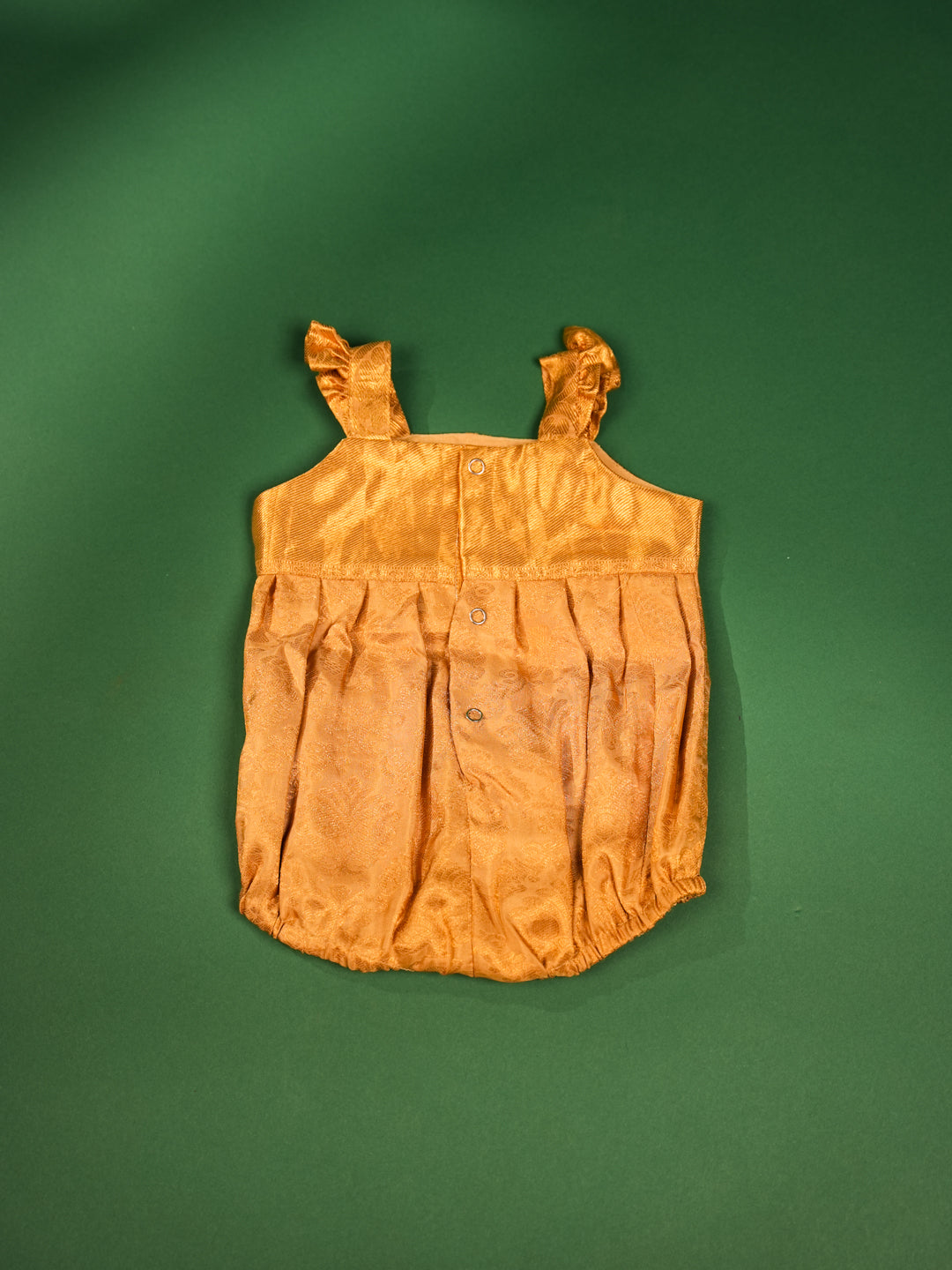 Golden Blossom – Mustard Silk Baby Romper