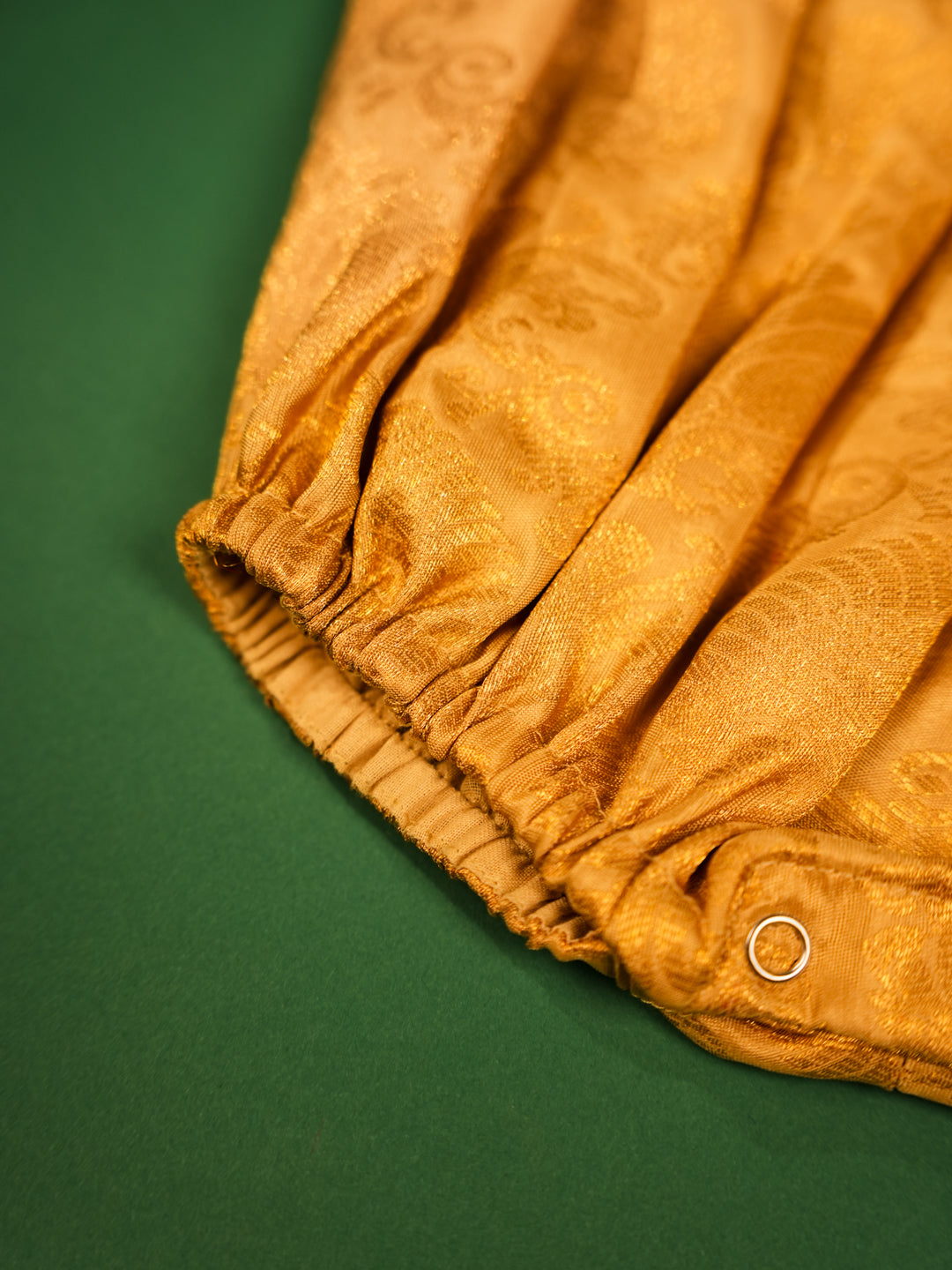 Golden Blossom – Mustard Silk Baby Romper