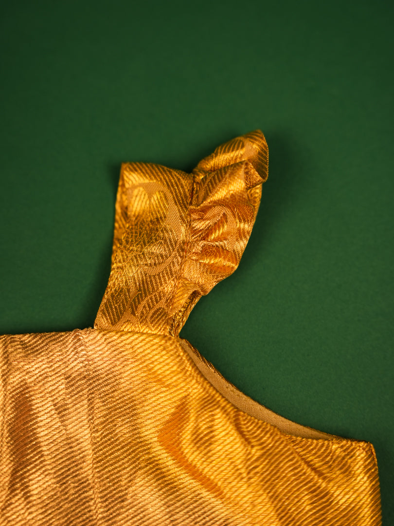 Golden Blossom – Mustard Silk Baby Romper