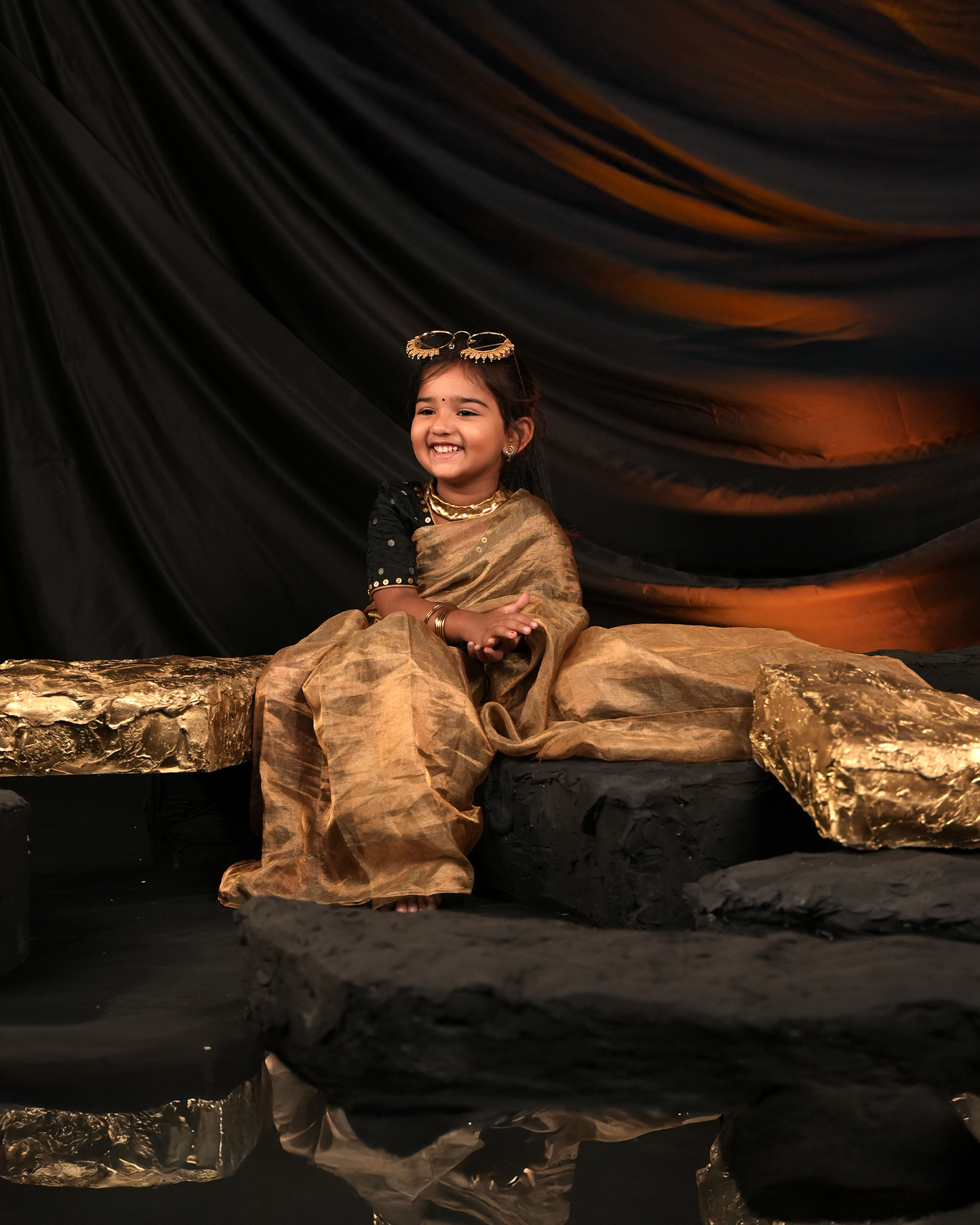 Golden Grace Saree for kids