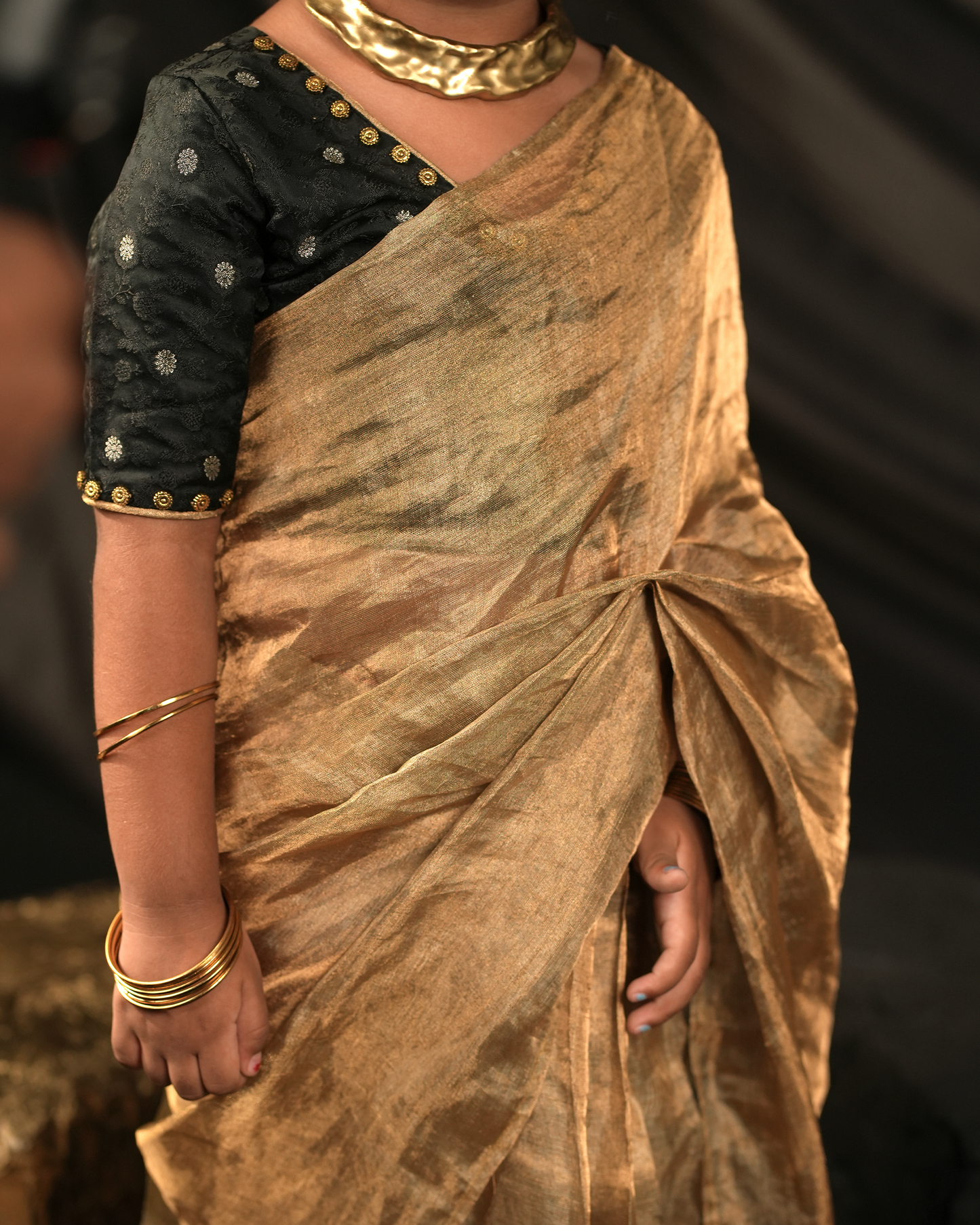 Golden Grace Saree for kids