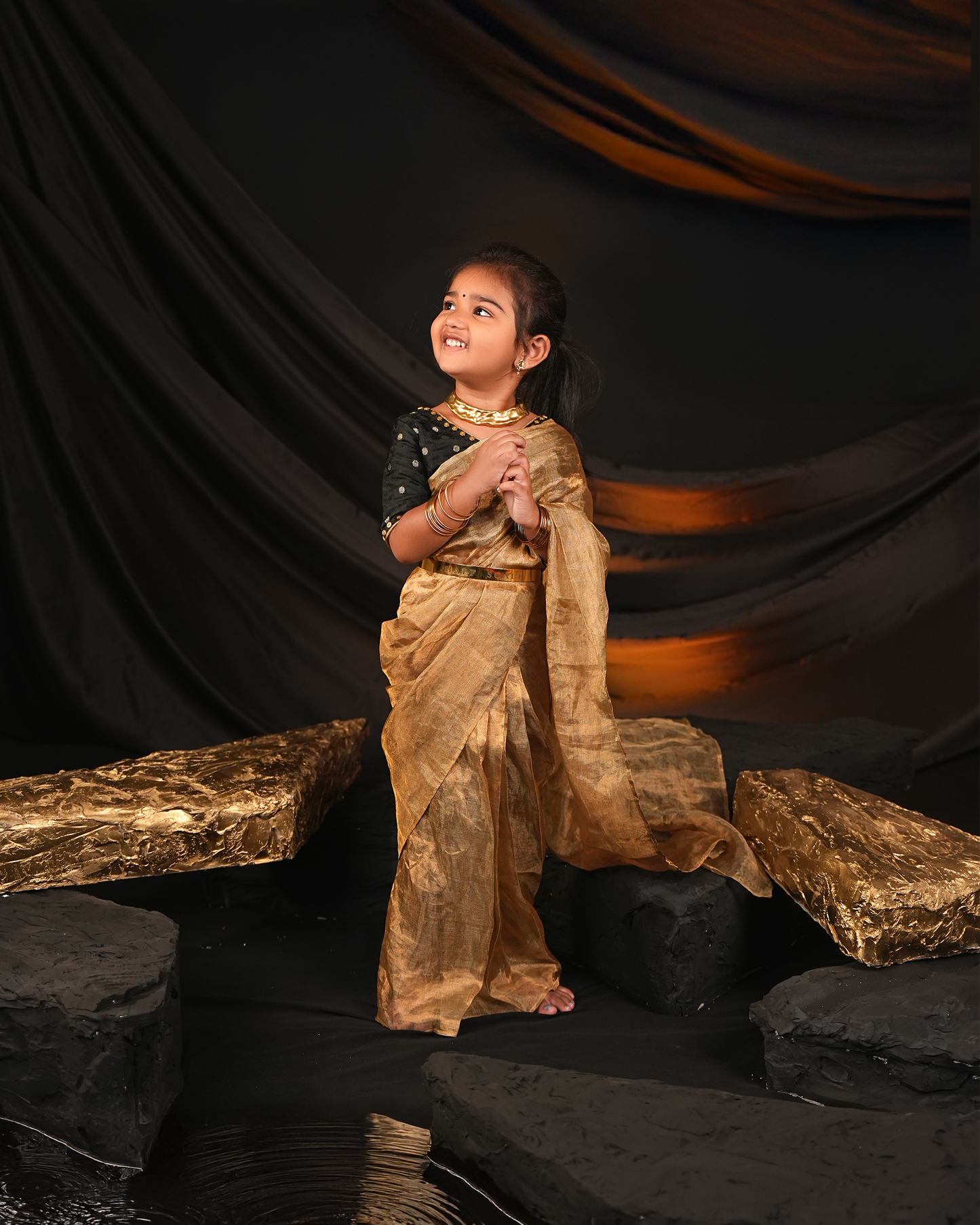 Golden Grace Saree for kids