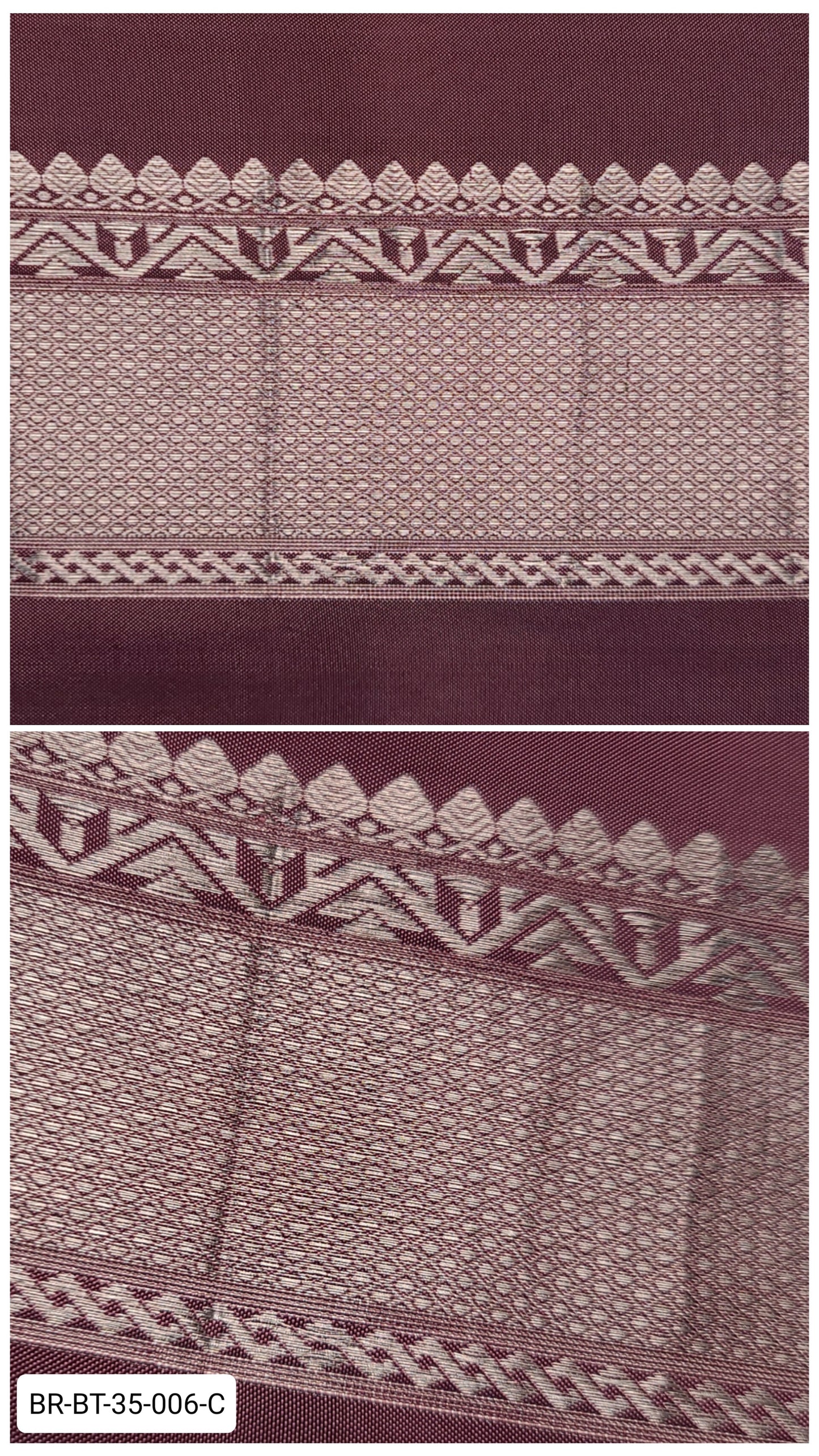 Pure Kanchipuram Silk Zari Border – Bottle Brown with Silver Zari Weave (Per Meter)